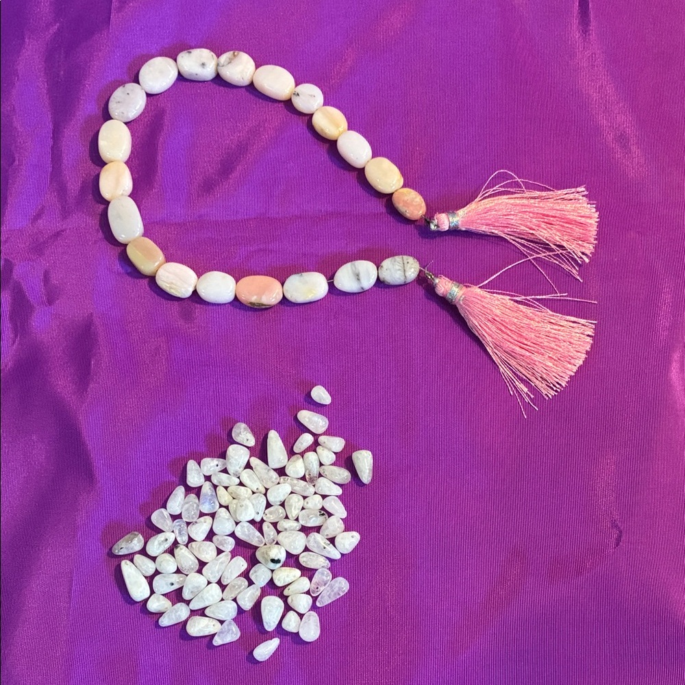 Peruvian pink opal flat nuggets rainbow moonstone polished chips jewelry making
